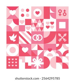 Abstract geometric shapes valentine background