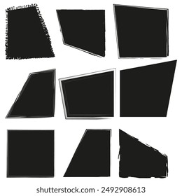 Abstract geometric shapes. Varied quadrilaterals. Black and white. Vector illustration.