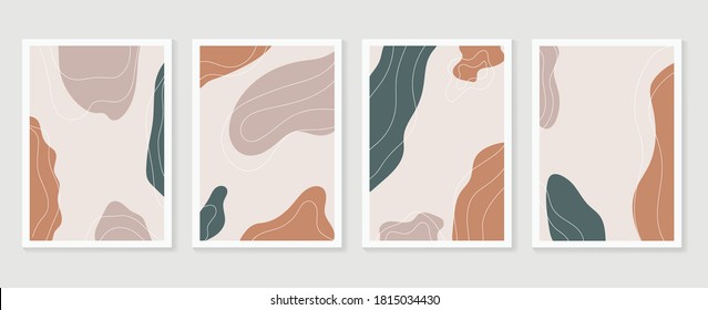 Abstract Geometric shapes vector collection. Abstract organic shape background design for wedding invitation, clipart, print, cover, wallpaper, Wall art, Mid century modern art. Vector illustration.
