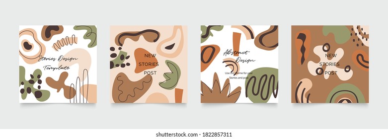 Resumen Colección vectorial de formas geométricas. Resumen de diseño de fondo orgánico para post social, historias, clipart, impresión, portada, tapicería, arte mural, arte moderno de mediados del siglo. Ilustración vectorial.