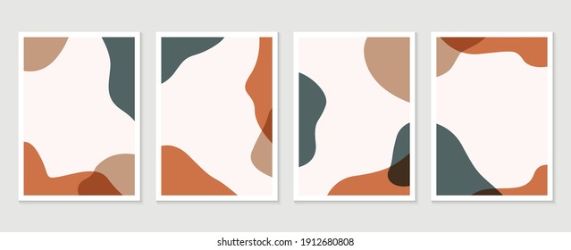Abstract Geometric shapes vector collection. Abstract organic shape background design for wedding invitation, clipart, print, cover, wallpaper, Wall art, Mid century modern art. Vector illustration