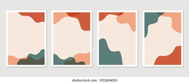 Abstract Geometric shapes vector collection. Abstract organic shape background design for wedding invitation, clipart, print, cover, wallpaper, Wall art, Mid century modern art. Vector illustration