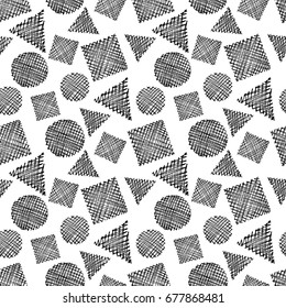 Abstract geometric shapes vector hand drawn seamless pattern. EPS10