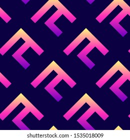 Abstract geometric shapes vector seamless pattern. Modern stylish wallpaper. Neon gradient elements background.