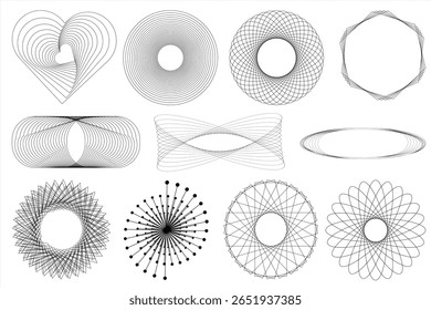 Conjunto de Vetores de Formas Geométricas Abstratas | Arte de Linha Minimalista | Elementos de design para espirografos