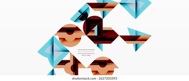 Abstract geometric shapes, vibrant colors, modern design. Minimalist composition with layered triangles, creating dynamic visual effect.