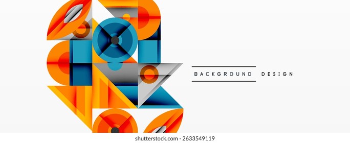 Abstract geometric shapes, vibrant colors, modern design. Clean lines, overlapping forms create dynamic composition. Minimalist aesthetic.