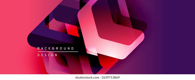 Abstract geometric shapes, vibrant colors blend. Modern design elements create dynamic visual impact. Smooth gradients, layered composition.