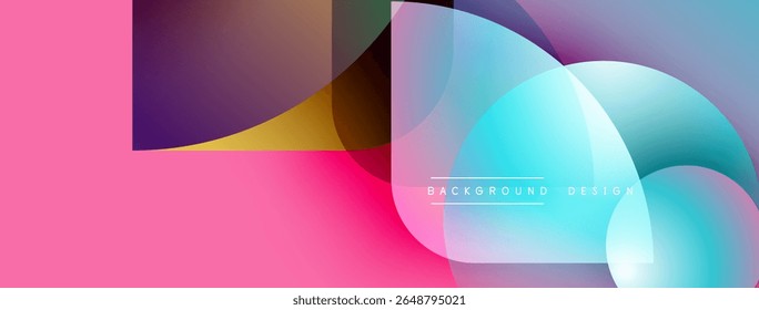 Abstract geometric shapes, vibrant colors, modern design. Gradient blends create dynamic visual effect. Background suitable for digital projects.