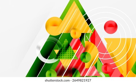 Abstract geometric shapes, vibrant colors, dynamic composition. Modern design elements create visual interest, clean aesthetic.