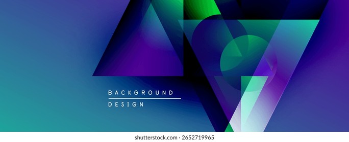 Abstract geometric shapes, vibrant colors, gradient background. Modern design elements create dynamic visual impact.