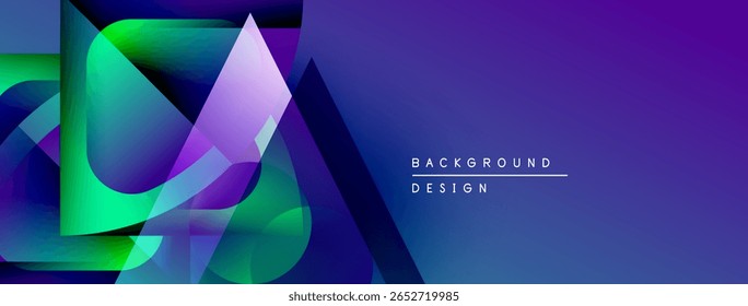 Abstract geometric shapes, vibrant colors, gradient background. Modern design elements create dynamic visual impact.