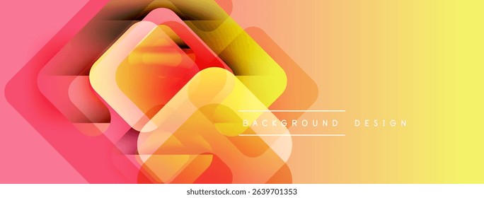 Abstract geometric shapes, vibrant gradients. Yellow, orange, pink hues blend smoothly. Modern design element for backgrounds.