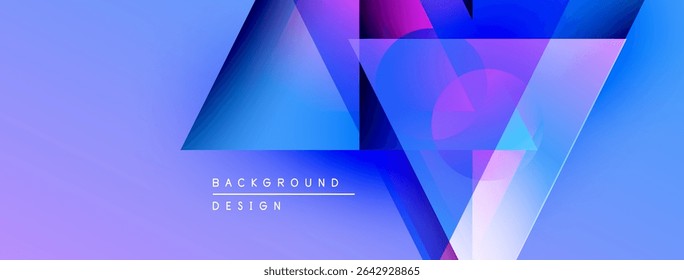 Abstract geometric shapes, vibrant gradients, purple hues dominate design. Modern background suitable for digital projects.