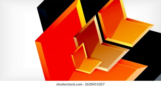 Abstract geometric shapes, vibrant orange hues, layered design. Modern visual element, dynamic composition, sleek presentation.