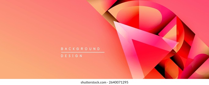 Abstract geometric shapes, vibrant orange hues, smooth gradients. Modern design elements create dynamic visual impact. Background text reads background design.