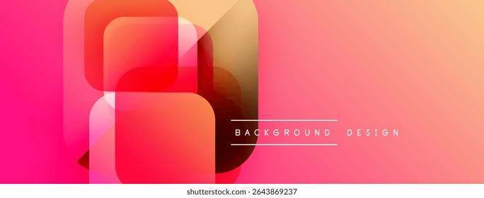Abstract geometric shapes, vibrant pinks, oranges create dynamic background. Gradient effect adds depth, modern feel.