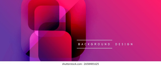 Abstrakte geometrische Formen, lebendige Rosa, Purpur schaffen modernen Hintergrund. Überlappende Schichten suggerieren Tiefe, dynamische Komposition.