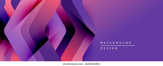 Abstract geometric shapes, vibrant purple, pink hues. Modern design, gradient effect, dynamic composition. Background suitable for digital projects.