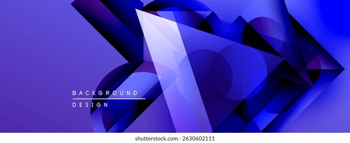 Abstract geometric shapes, vibrant purple hues, modern design. Dynamic composition creates depth, visual interest. Background suggests technology, innovation.