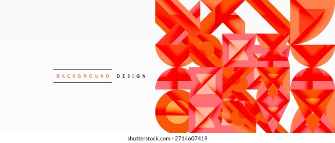 Formas geométricas abstratas, tons vermelhos vibrantes, fundo branco. Elementos de design modernos criam textura visual dinâmica.