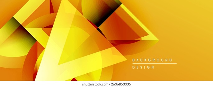 Abstract geometric shapes, vibrant yelloworange hues. Modern design, dynamic composition, gradient effect. Suitable banner or background element.