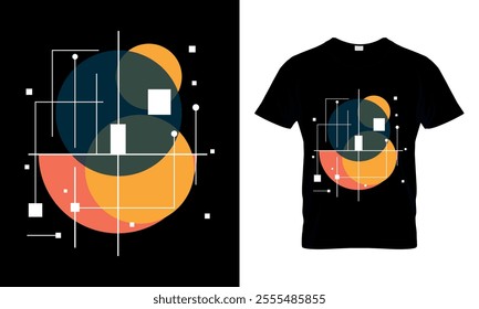 Abstract Geometric Shapes Vintage Retro T-Shirt Design