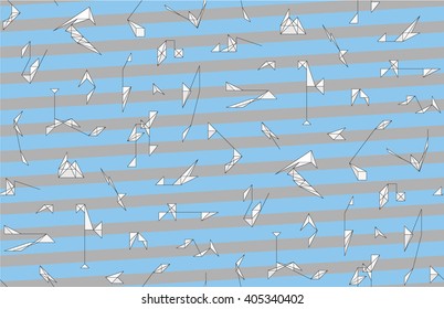 Abstract geometric shapes. Wireframe origami toys. Seamless pattern for background.