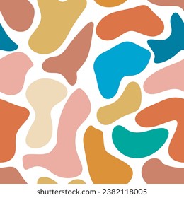 Abstract geometric shapes y2k style background. Brutal modern elements primitive seamless pattern. Naive playful collection abstract shapes print for textiles, vector illustration