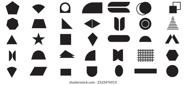 abstract geometric shapes, y2k vector, abstract retro figure, modern funky sticker, geometry simple form, silhouette abstract vector isolated on a white background