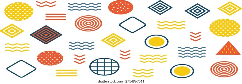 abstract geometric shapes yellow red blue pattern design