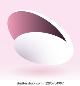 Abstract geometric shell colorful icon. Vector illustration. Blank color bubble for logo, text, lettering, tagline. Pink template ellipse button design. Web, print, user interface, application uses