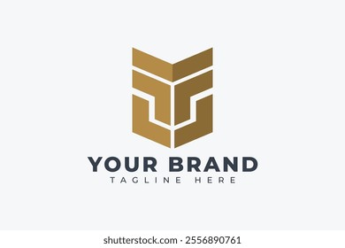 abstract geometric shield lion head logo design element