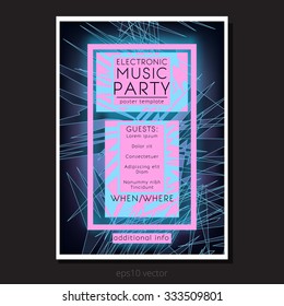 Abstract geometric shining lines electronic music concert poster design template
