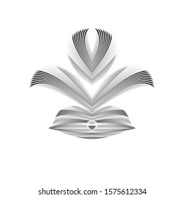 Abstract geometric sign, symbol, emblem, pattern, ornament, halftone lines texture background, vector modern design element.