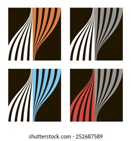 Abstract geometric sign. Vector. 1   2 The image on the basis of curves. Color options.