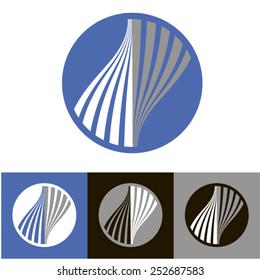 Abstract geometric sign. Vector. 3 The image on the basis of a circle. Color options.