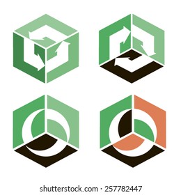 Abstract geometric sign. Vector. 3. Simple elegant geometric shape.