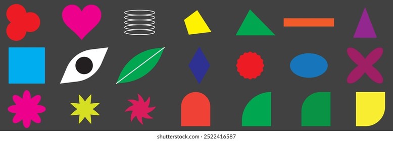 Conjunto vetorial de elementos de silhueta geométrica abstrata.