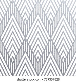 Abstract geometric silver pattern background of square or triangle mesh ornament tiles for modern trendy design template. Vector geometry backdrop or silver glitter texture on white background