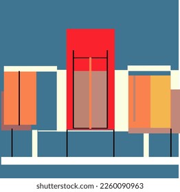 Abstract Geometric and simple Composition for Wall Decoration, Postcard or Brochure Design, Inspired by the Bauhaus Movement. Vector EPS10. Geometric shapes with bright colors.