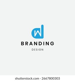 Abstract geometric simple " DW " logo template