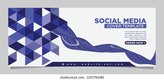 abstract geometric simple and minimalistic social cover with corporate colors and business look trendy and professional in shades of blue