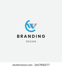 Modelo do logotipo " W " simples geométrico abstrato