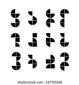 Abstract geometric simplistic icons set, vector abstract symbols.