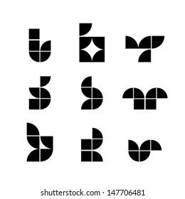 Abstract geometric simplistic icons set, vector symbols.