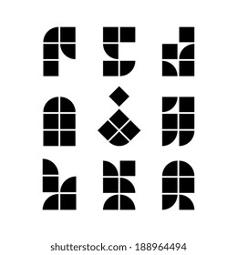 Abstract geometric simplistic icons set, vector symbols.