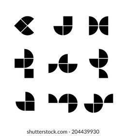 Abstract geometric simplistic icons set, vector symbols.