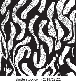 abstract geometric sketchy lines monochrome minimalist pattern design art illustration