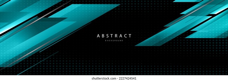 Abstract geometric smooth blue and black color banner design background